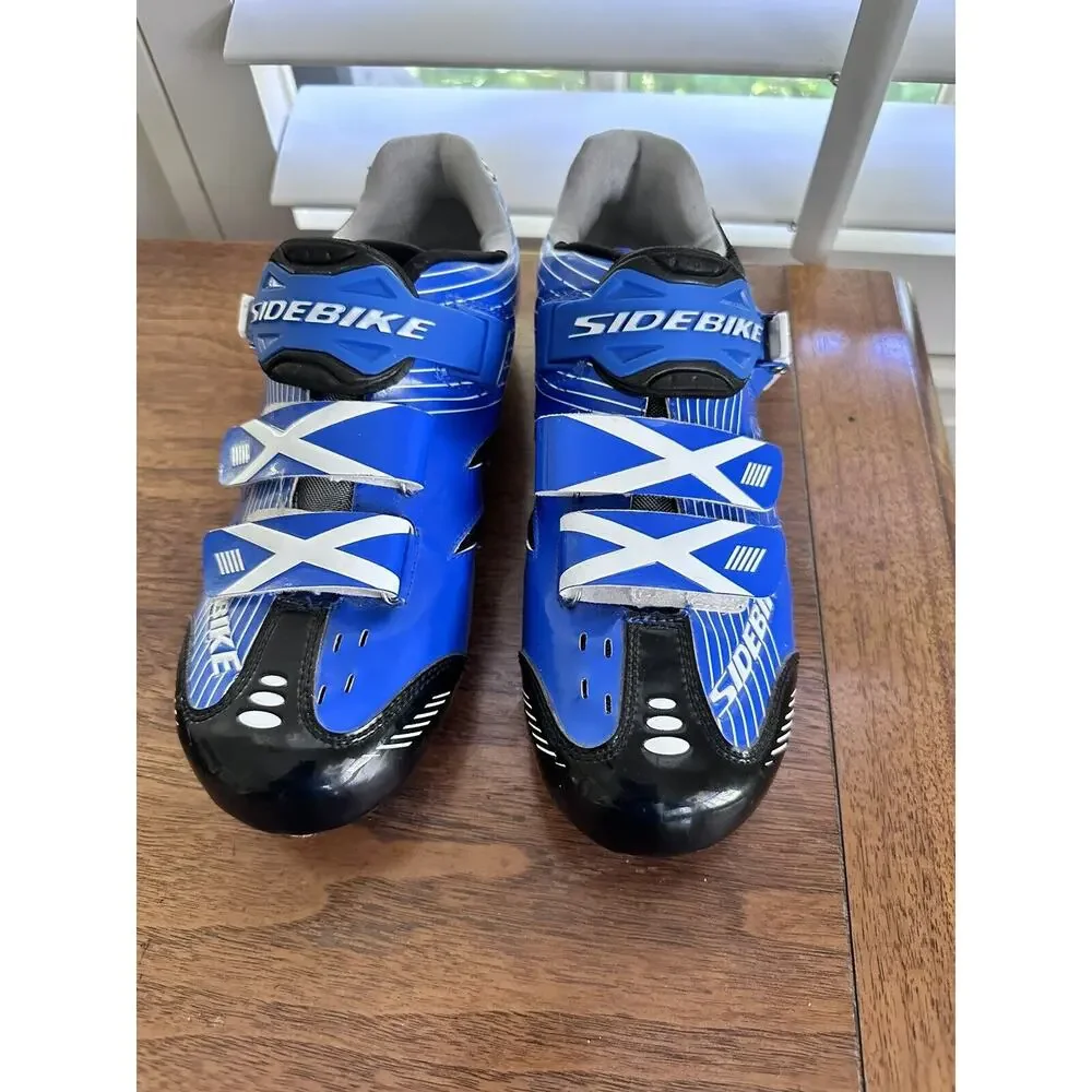 Sidebike Blue Black Cycling Clip in Shoes Men's Size 8 Women’s Size 9 SD-003